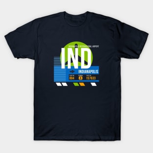 Indianapolis (IND) Airport // Retro Sunset Baggage Tag T-Shirt